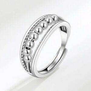✨new Sterling Silver Anti Anxiety Fidget Spinner Ring